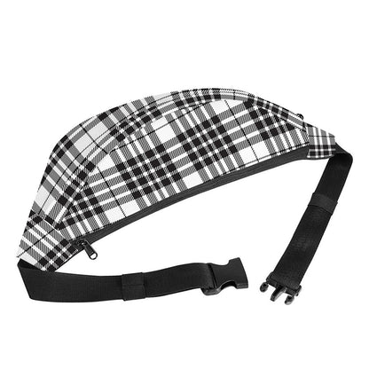 White And Black Border Tartan Print Fanny Pack
