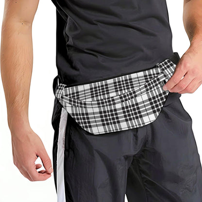 White And Black Border Tartan Print Fanny Pack