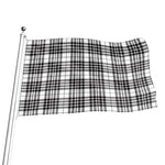 White And Black Border Tartan Print Flag