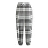 White And Black Border Tartan Print Fleece Lined Knit Pants