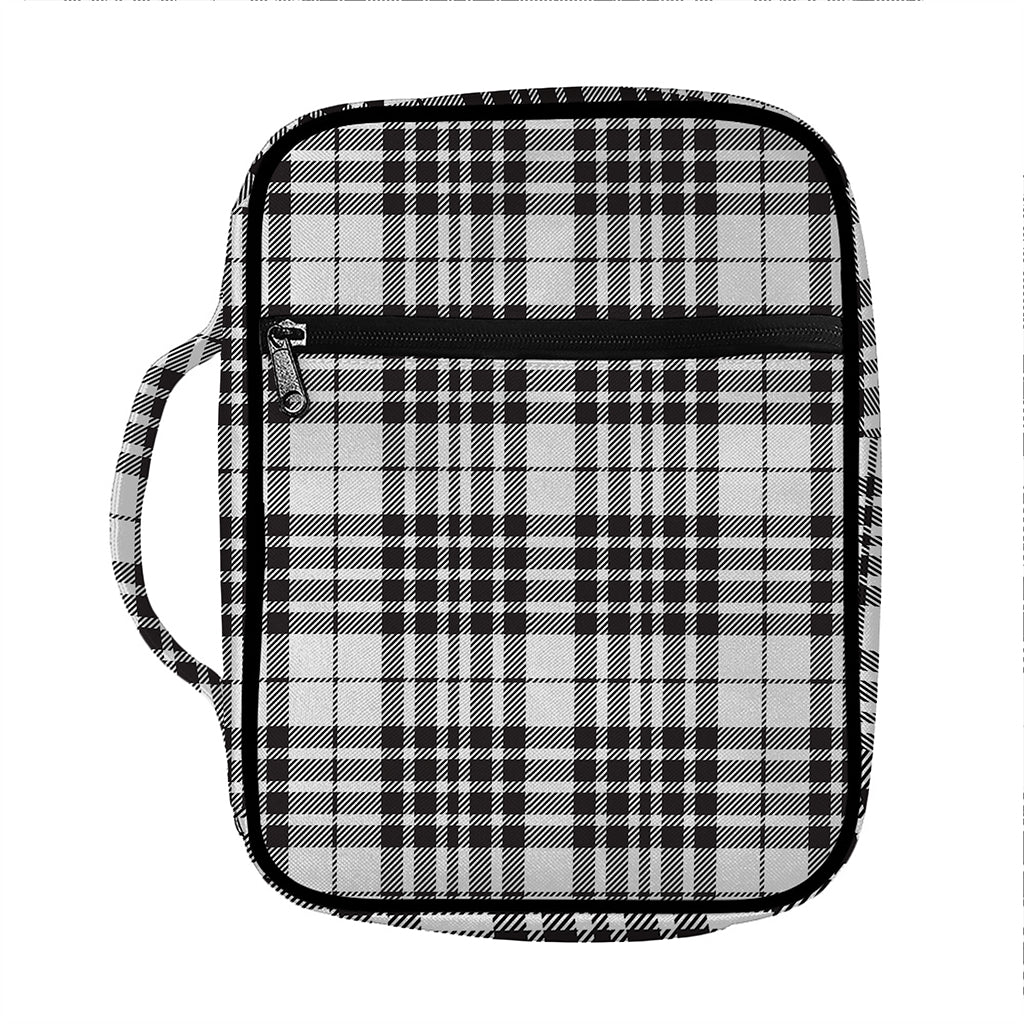 White And Black Border Tartan Print Front Pocket Bible Bag