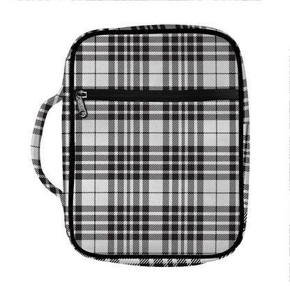 White And Black Border Tartan Print Front Pocket Bible Bag