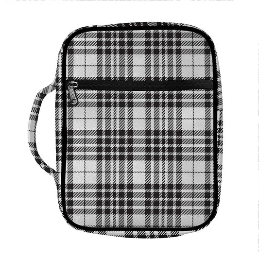 White And Black Border Tartan Print Front Pocket Bible Bag
