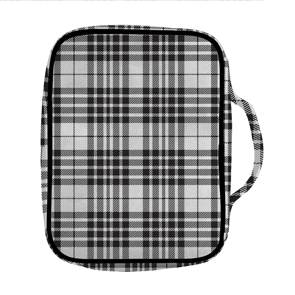 White And Black Border Tartan Print Front Pocket Bible Bag