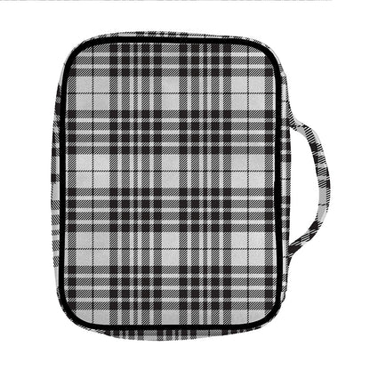 White And Black Border Tartan Print Front Pocket Bible Bag