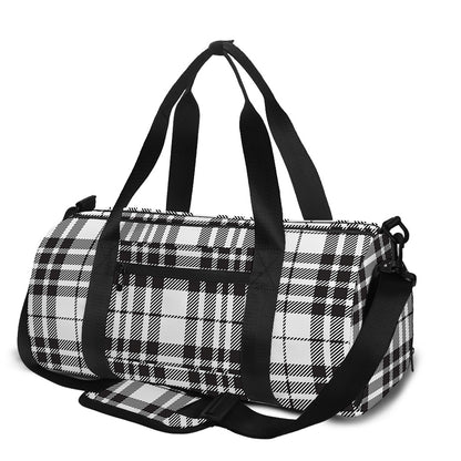 White And Black Border Tartan Print Gym Bag