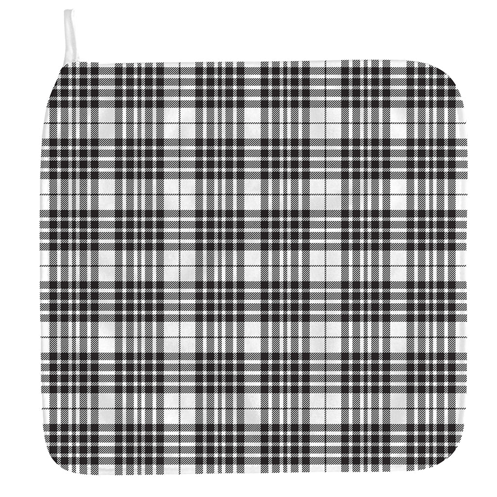 White And Black Border Tartan Print Hand Towel
