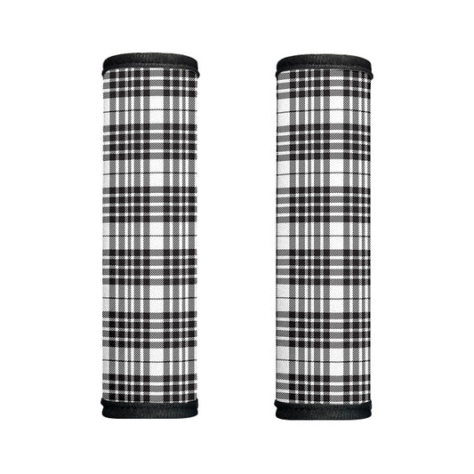 White And Black Border Tartan Print Handle Covers