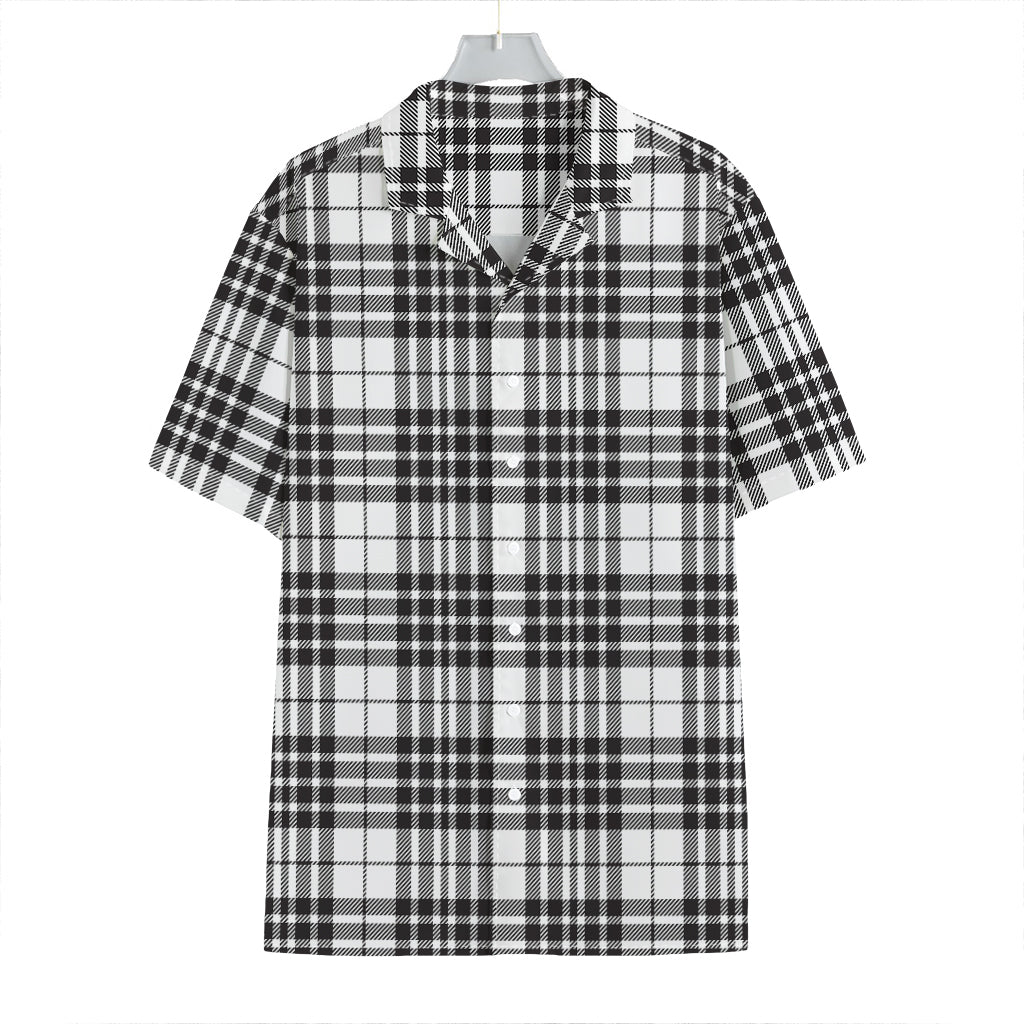 White And Black Border Tartan Print Hawaiian Shirt