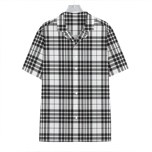 White And Black Border Tartan Print Hawaiian Shirt