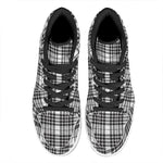 White And Black Border Tartan Print High Top Leather Sneakers