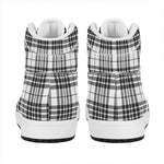 White And Black Border Tartan Print High Top Leather Sneakers