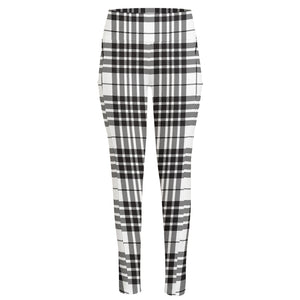 White And Black Border Tartan Print High-Waisted Pocket Leggings