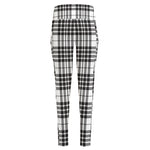 White And Black Border Tartan Print High-Waisted Pocket Leggings