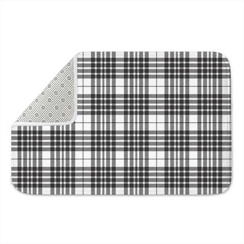 White And Black Border Tartan Print Indoor Door Mat