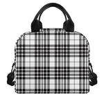 White And Black Border Tartan Print Insulated Lunch Bag