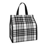 White And Black Border Tartan Print Insulated Lunch Tote