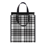 White And Black Border Tartan Print Insulated Lunch Tote