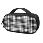 White And Black Border Tartan Print Insulin Cooler Travel Case