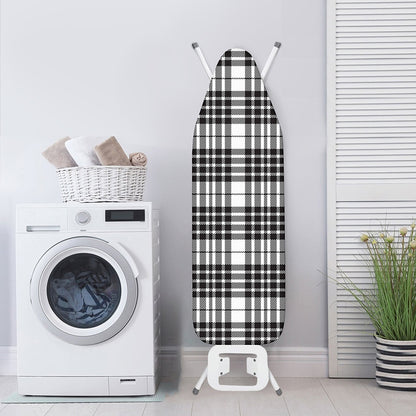 White And Black Border Tartan Print Ironing Board Cover