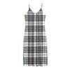 White And Black Border Tartan Print Jersey Midi Cami Dress