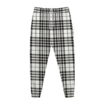 White And Black Border Tartan Print Jogger Pants
