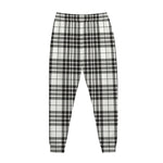 White And Black Border Tartan Print Jogger Pants