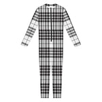 White And Black Border Tartan Print Jumpsuit