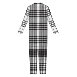 White And Black Border Tartan Print Jumpsuit