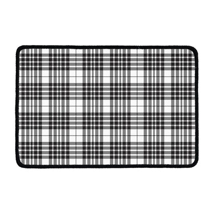 White And Black Border Tartan Print Kitchen Mat