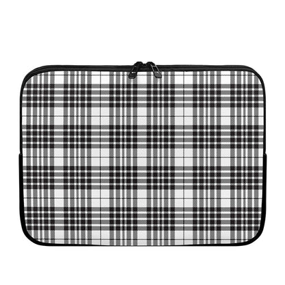 White And Black Border Tartan Print Laptop Sleeve