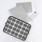 White And Black Border Tartan Print Laptop Sleeve