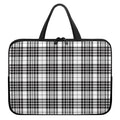 White And Black Border Tartan Print Laptop Sleeve With Handle