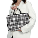 White And Black Border Tartan Print Laptop Sleeve With Handle