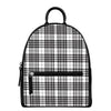 White And Black Border Tartan Print Leather Backpack