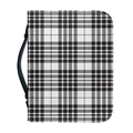 White And Black Border Tartan Print Leather Bible Cover