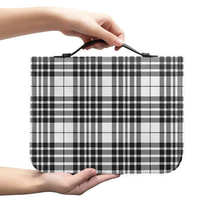 White And Black Border Tartan Print Leather Bible Cover