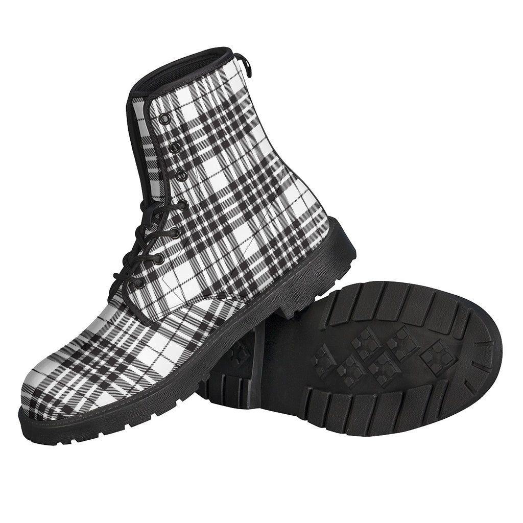 White And Black Border Tartan Print Backpack