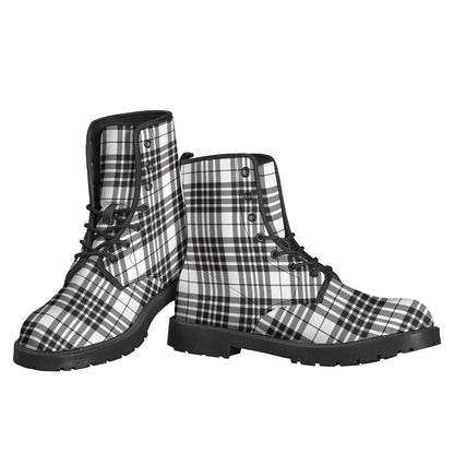 White And Black Border Tartan Print Backpack