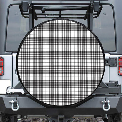 White And Black Border Tartan Print Leather Spare Tire Cover