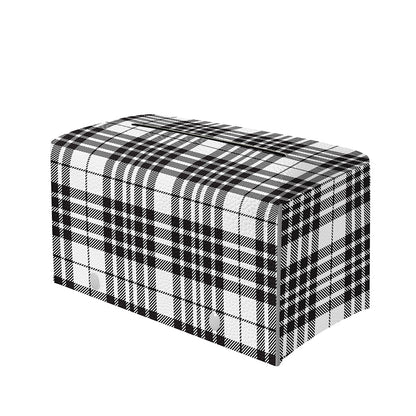 White And Black Border Tartan Print Leather Tissue Box Cover