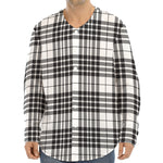 White And Black Border Tartan Print Long Sleeve Baseball Jersey