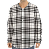 White And Black Border Tartan Print Long Sleeve Baseball Jersey