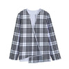 White And Black Border Tartan Print Long Sleeve Short Coat