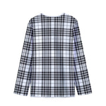 White And Black Border Tartan Print Long Sleeve Short Coat