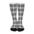 White And Black Border Tartan Print Long Socks