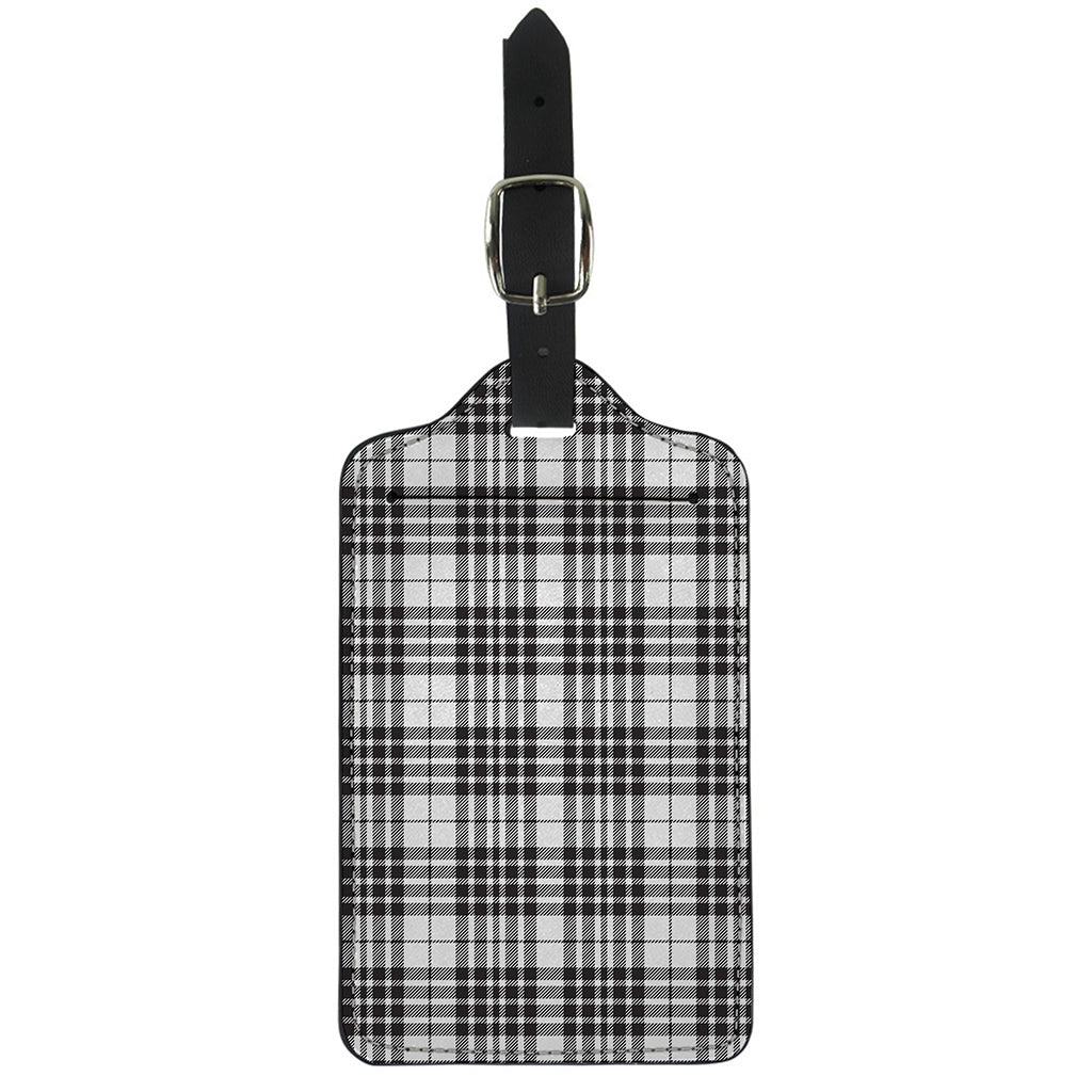 White And Black Border Tartan Print Luggage Tag