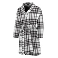 White And Black Border Tartan Print Men's Bathrobe