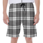 White And Black Border Tartan Print Men's Beach Shorts