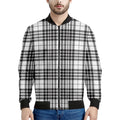 White And Black Border Tartan Print Men's Bomber Jacket